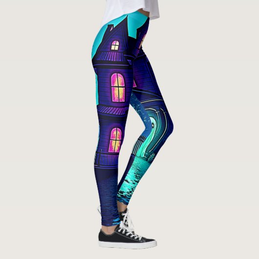 Leggings Haunween Ghost House Design (Droite)