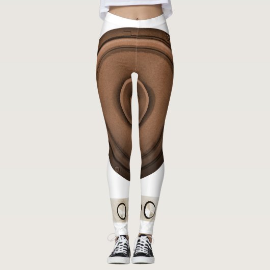 Leggings Haut-parleurs rétro : brun, blanc isolé. (Devant)