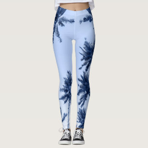 Leggings Hauts palmiers, ciel bleu clair.