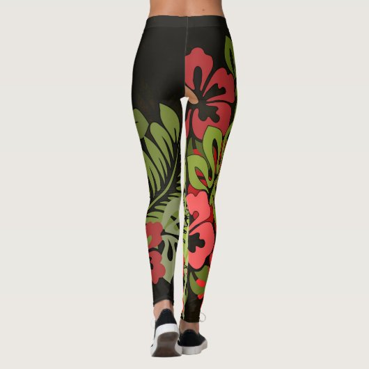 Leggings Hawaii Aloha Palm Hula Art Design (Dos)