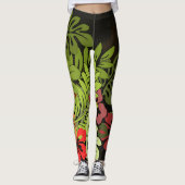 Leggings Hawaii Aloha Palm Hula Art Design (Devant)
