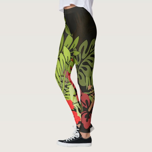 Leggings Hawaii Aloha Palm Hula Art Design (Gauche)
