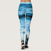 Leggings Hawaii Tropical Turquoise Blue Ocean Waves Photo (Dos)
