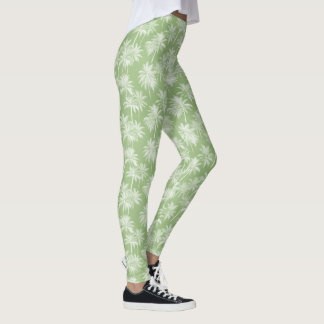 Leggings Hawaiian Palm Tree Silhouette Motif Green ID1093