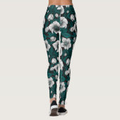 Leggings Hellebores blancs avec feuilles bleus (Dos)