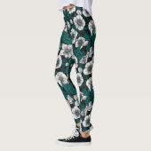 Leggings Hellebores blancs avec feuilles bleus (Gauche)