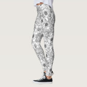 Leggings Hellebores en noir et blanc (Gauche)
