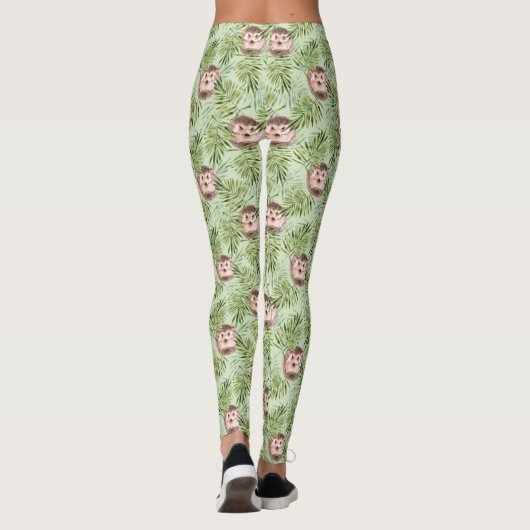 Leggings Hérisson et feuilles verts (Dos)