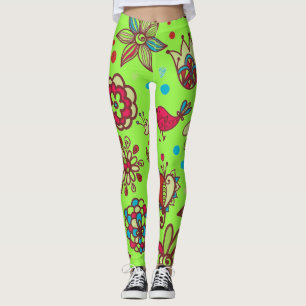Leggings Heure du printemps vert de la chaux