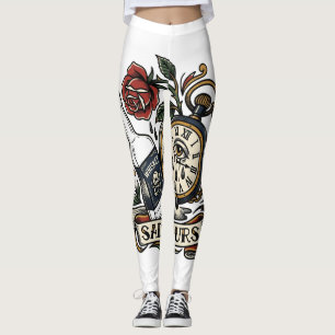 Leggings Heures tristes Tatouage Flash Horloge 3h du matin