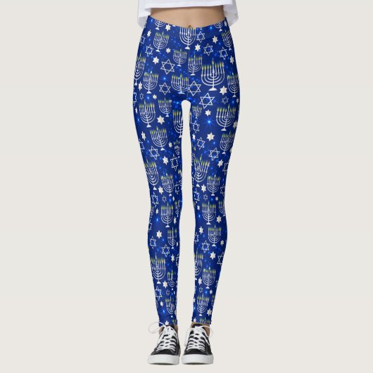 Leggings Heureuse Hanoukka Modern Star De David Menorah (Devant)