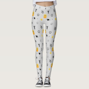 Leggings heureux, amour, sourire, musique emojis motif sur