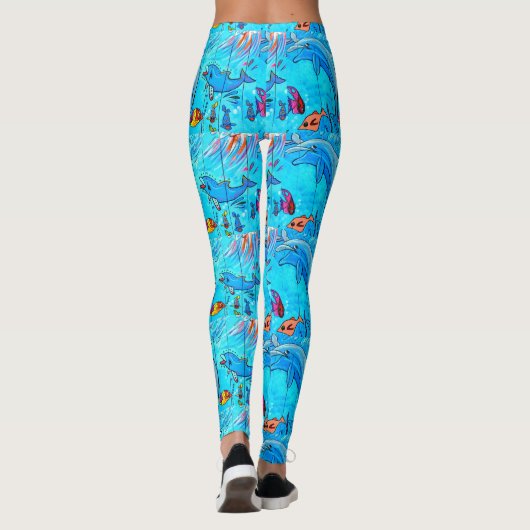 Leggings heureux leaping dauphins bleu (Dos)