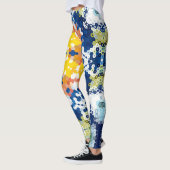 Leggings Hex Mandala bleu jaune orange et vert (Gauche)
