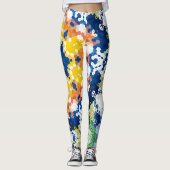 Leggings Hex Mandala bleu jaune orange et vert (Devant)