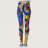 Leggings Hex Mandala bleu jaune rouge et vert (Devant)