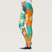 Leggings Hex Mandala bleu orange et jaune (Gauche)