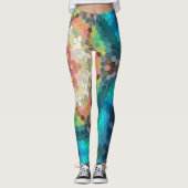 Leggings Hex Mandala bleu vert et rose (Devant)