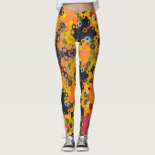 Leggings Hex Mandala jaune et orange (Devant)