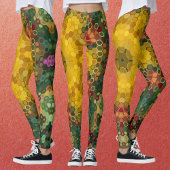 Leggings Hex Mandala jaune vert et orange