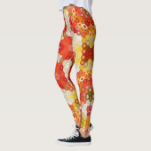 Leggings Hex Mandala rouge et jaune (Gauche)