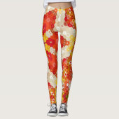 Leggings Hex Mandala rouge et jaune (Devant)