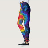 Leggings Hex Mandala rouge jaune et bleu (Gauche)