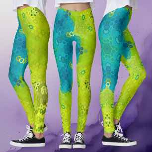 Leggings Hex Mandala Vert et Bleu