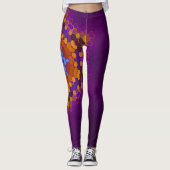 Leggings Hex Mandala violet orange et bleu (Devant)