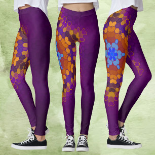 Leggings Hex Mandala violet orange et bleu