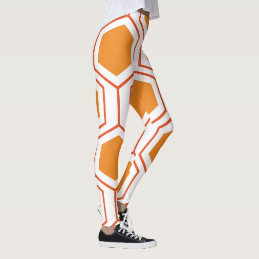 Leggings Hexagon abstract geometrical pattern en orange et (Droite)
