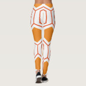 Leggings Hexagon abstract geometrical pattern en orange et (Dos)