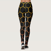 Leggings Hexagon design moderne sur simple noir (Dos)