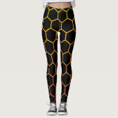 Leggings Hexagon design moderne sur simple noir (Devant)