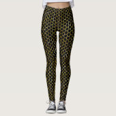 Leggings Hexagon d'or noir moderne ruche Motif Abstrait (Devant)