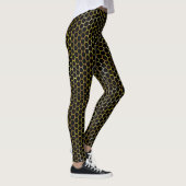 Leggings Hexagon d'or noir moderne ruche Motif Abstrait (Droite)