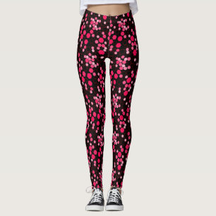Leggings Hexagon motif 03b.Pink Black BG