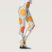Leggings hexagone en orange, bleu et blanc (Droite)