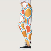 Leggings hexagone en orange, bleu et blanc (Gauche)