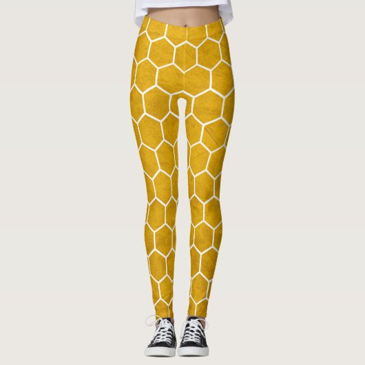 Leggings Hexagone Motif Hexagon Jaune (Devant)