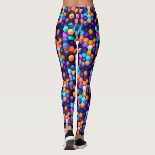 Leggings Hexagones multicolores (Dos)