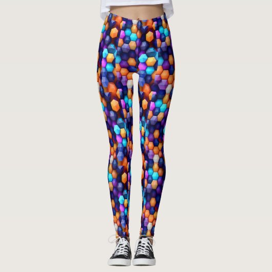 Leggings Hexagones multicolores (Devant)