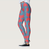 Leggings Hexagons bloqués Motif minimum rouge bleu (Gauche)
