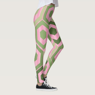 Leggings Hexagons et stries - Blooms de printemps