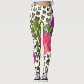 Leggings Hibiscus Animal : Aquarelle Motif sans joint.