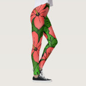 Leggings Hibiscus de Pêche et Monstère (Droite)