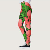 Leggings Hibiscus de Pêche et Monstère (Gauche)