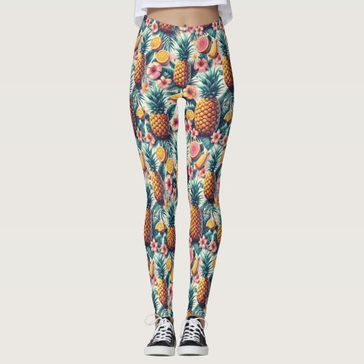 Leggings Hibiscus et ananas (Devant)