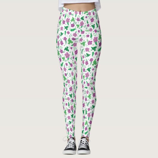 Leggings Hibiscus pourpre (Devant)