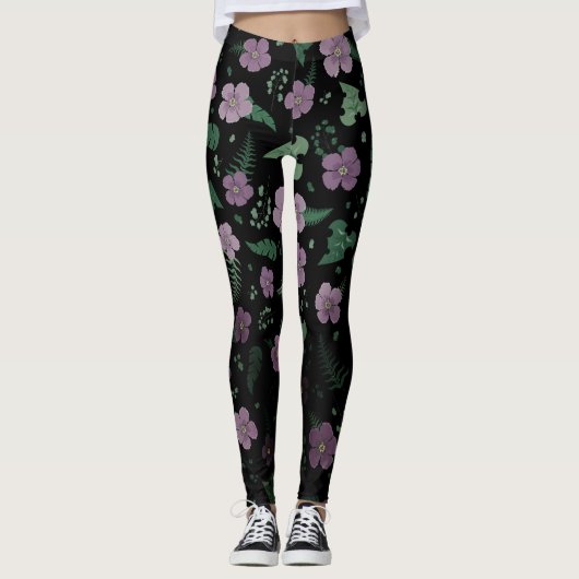 Leggings Hibiscus pourpre (Devant)